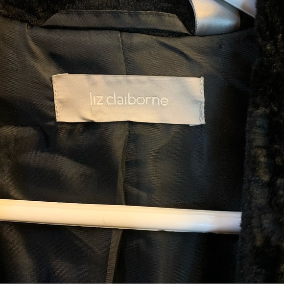 Liz Claiborne Black Faux Fur Collar Long Pea Coat. Size Large. - Picture 13 of 13